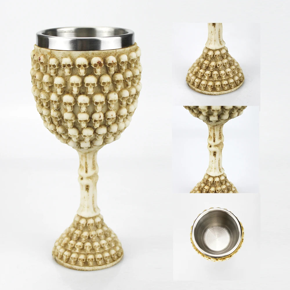 Gothic Wine Goblet Contain Dragon Claw Viking Skeleton Retro Stainless Steel&Resin Wine Glass BEST Halloween Gifts Bar Drinkware