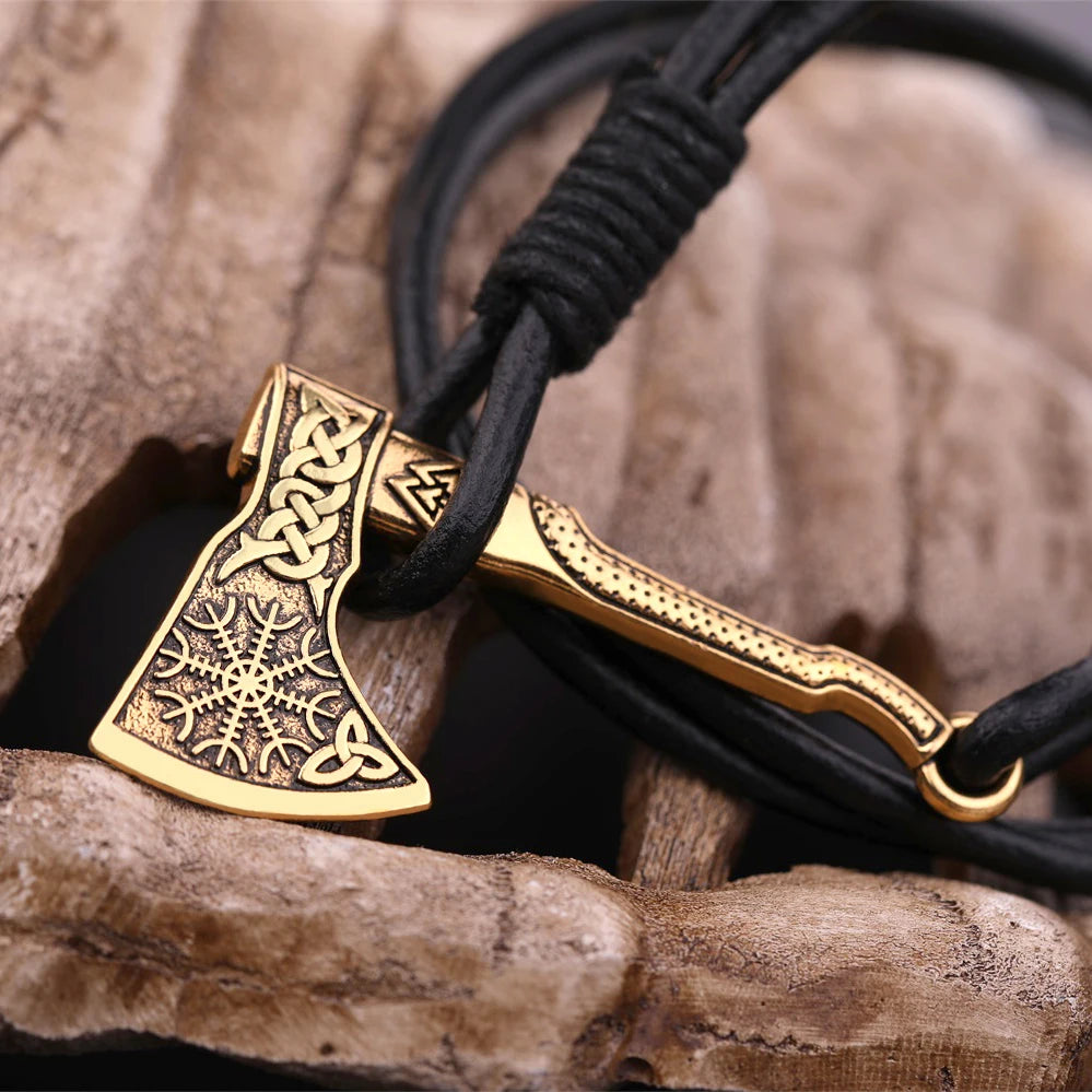 Rope bracelet with gold ax
