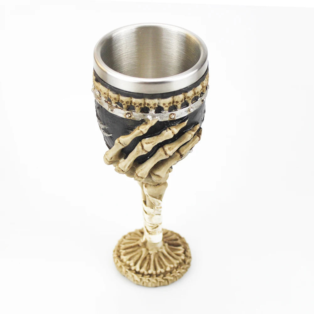Gothic Wine Goblet Contain Dragon Claw Viking Skeleton Retro Stainless Steel&Resin Wine Glass BEST Halloween Gifts Bar Drinkware