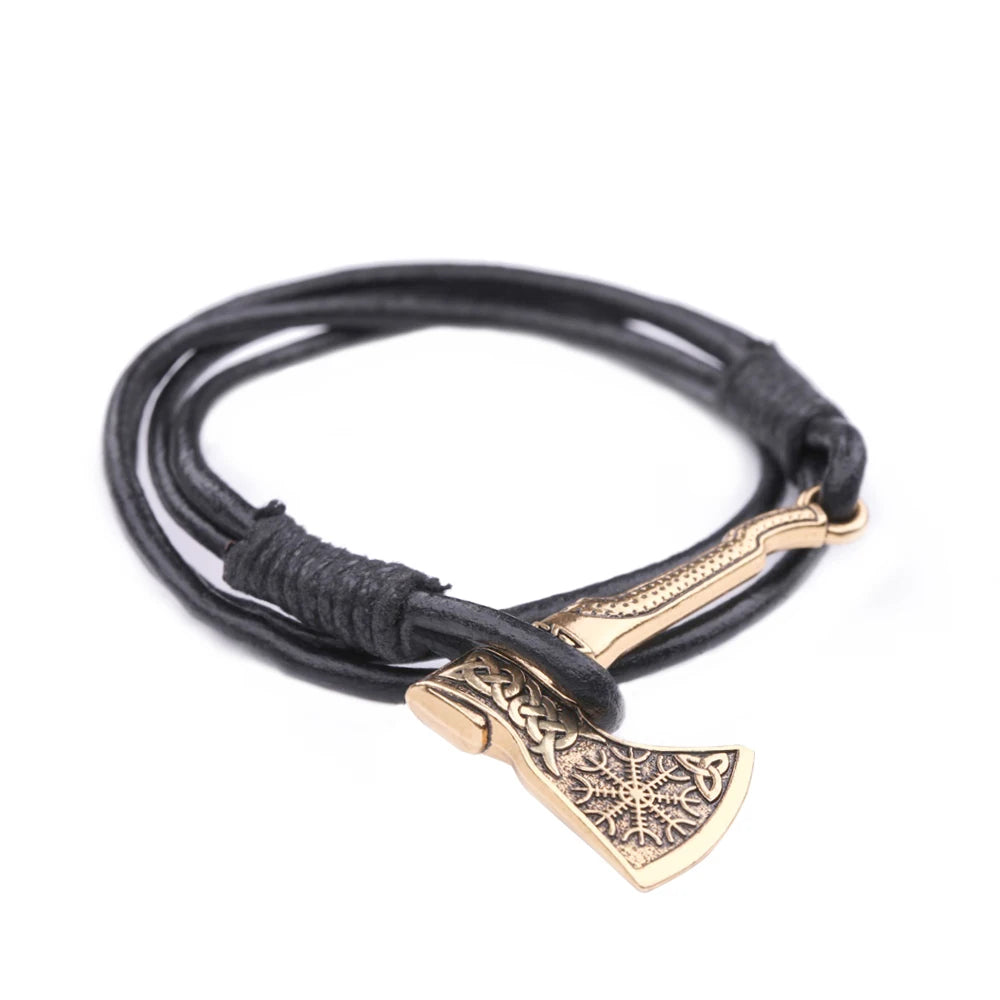 Rope bracelet with gold ax