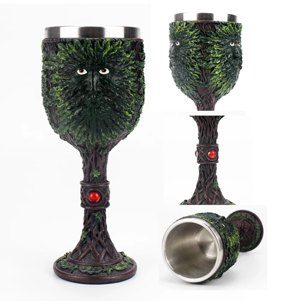 Gothic Wine Goblet Contain Dragon Claw Viking Skeleton Retro Stainless Steel&Resin Wine Glass BEST Halloween Gifts Bar Drinkware