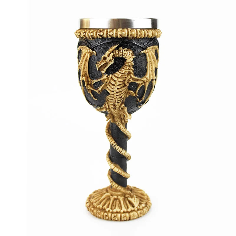 Gothic Wine Goblet Contain Dragon Claw Viking Skeleton Retro Stainless Steel&Resin Wine Glass BEST Halloween Gifts Bar Drinkware