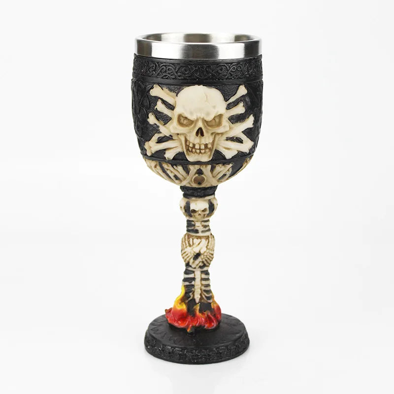 Gothic Wine Goblet Contain Dragon Claw Viking Skeleton Retro Stainless Steel&Resin Wine Glass BEST Halloween Gifts Bar Drinkware
