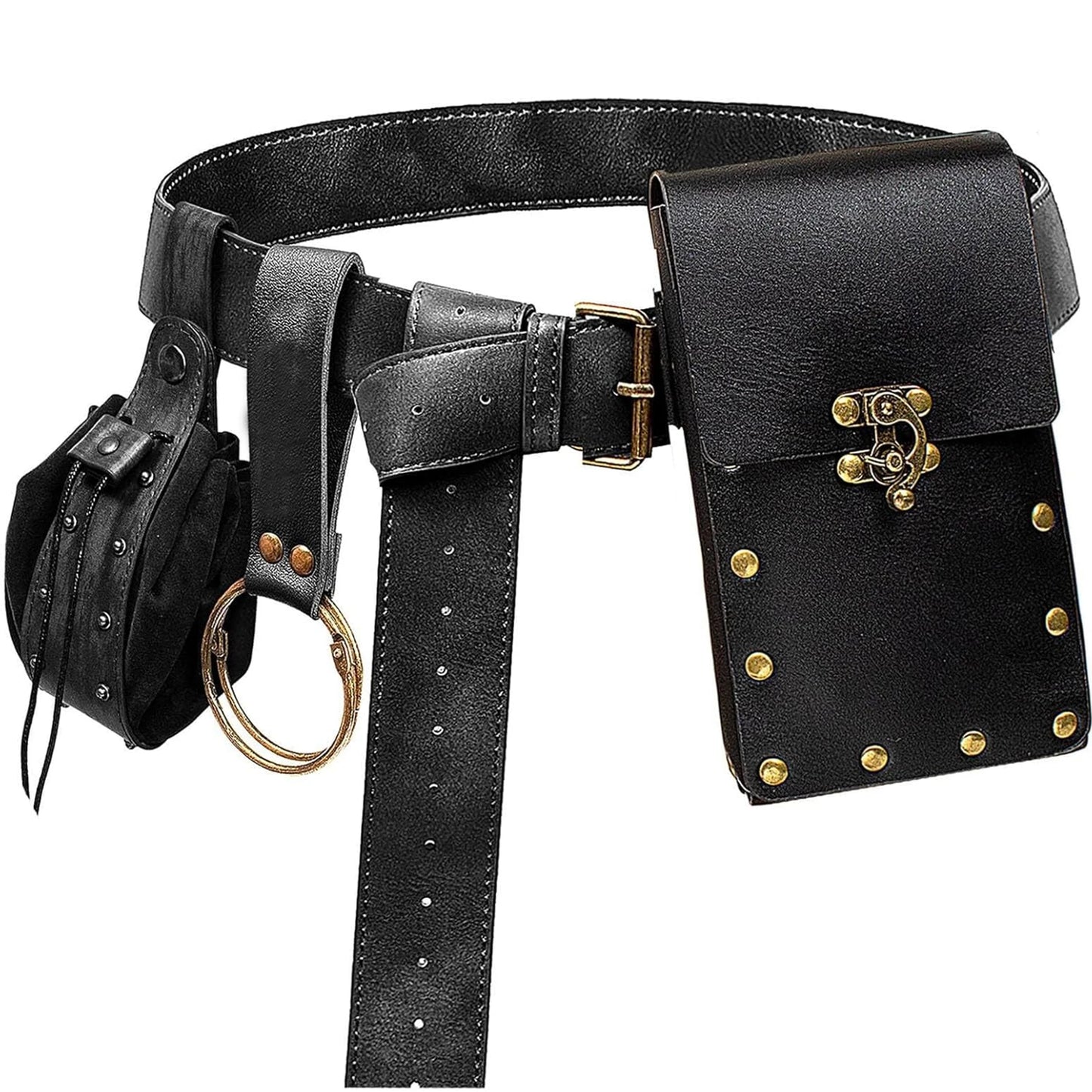 Medieval Role Playing Retro Belt Renaissance Copper Coin Waist Bag Viking Knight Skirt Clip Keychain Halloween Role Playing Prop