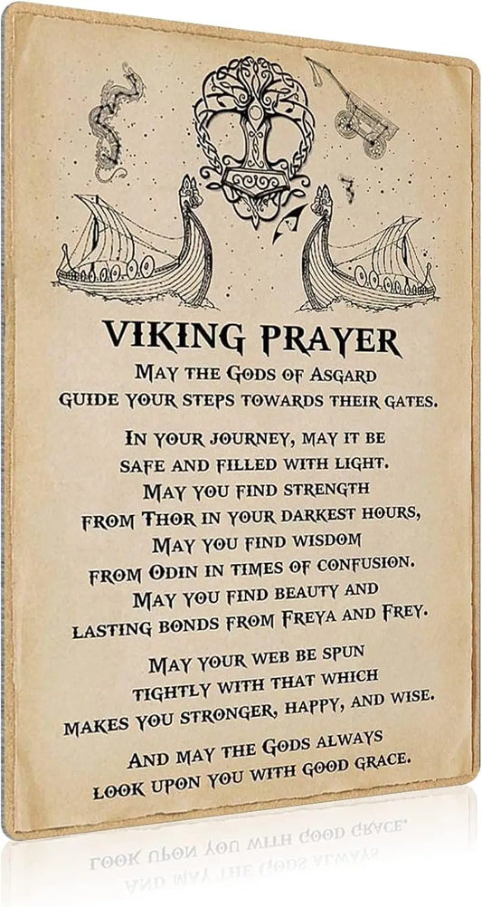 Viking Prayer Metal Signs Vintage Home Wall Decor Viking Tin Posters Art Plaque Decor For Room Club Cafe 12x18 Inches