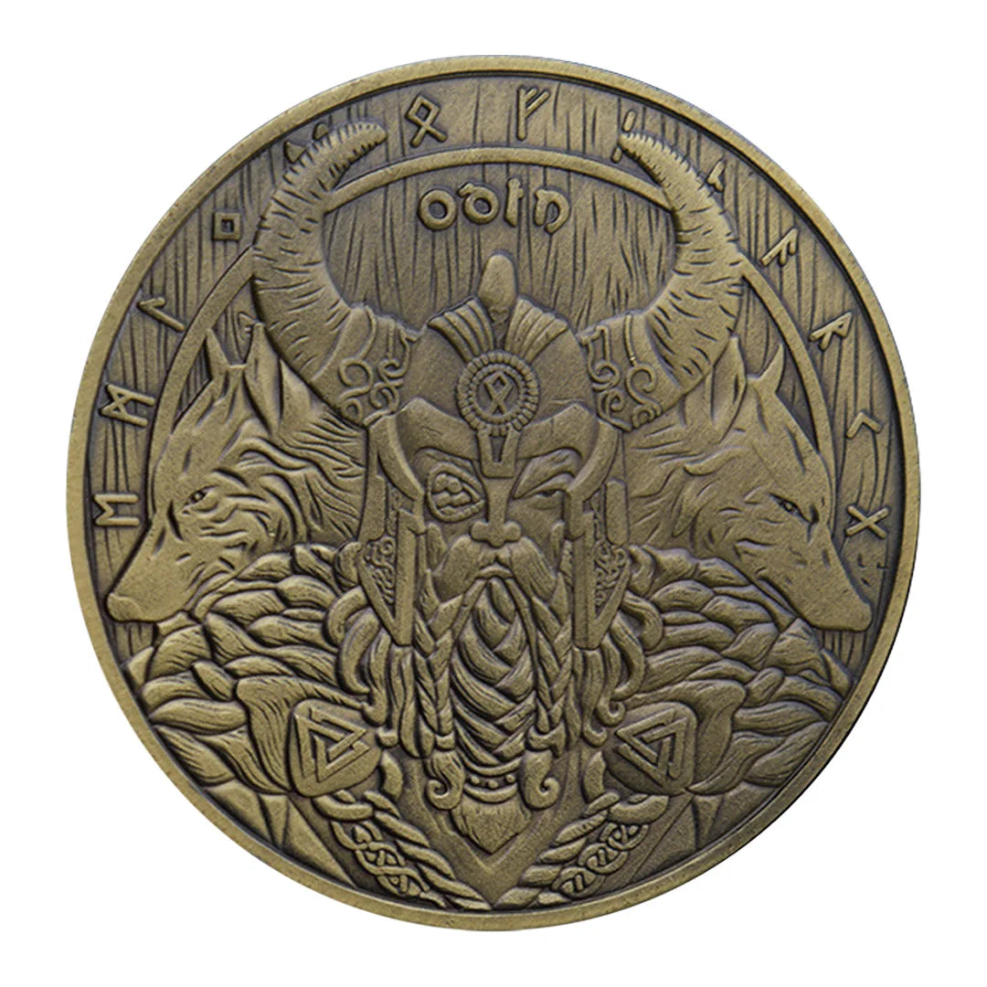 Viking Symbol Commemorative Coin Norwegian Odin Mythological Warrior Collectible Coin Nordic Souvenir Badge