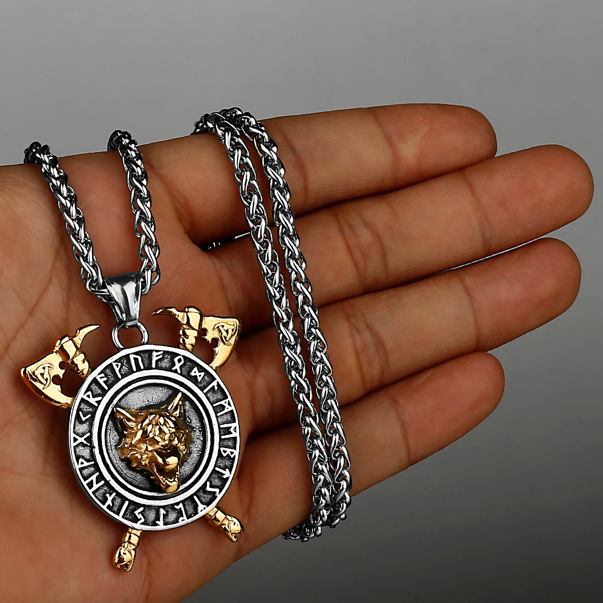 Viking Style Various Wolf Head Runes Original Stainless Steel Material Unisex Necklace Pendant Birthday Gift Factory Wholesale