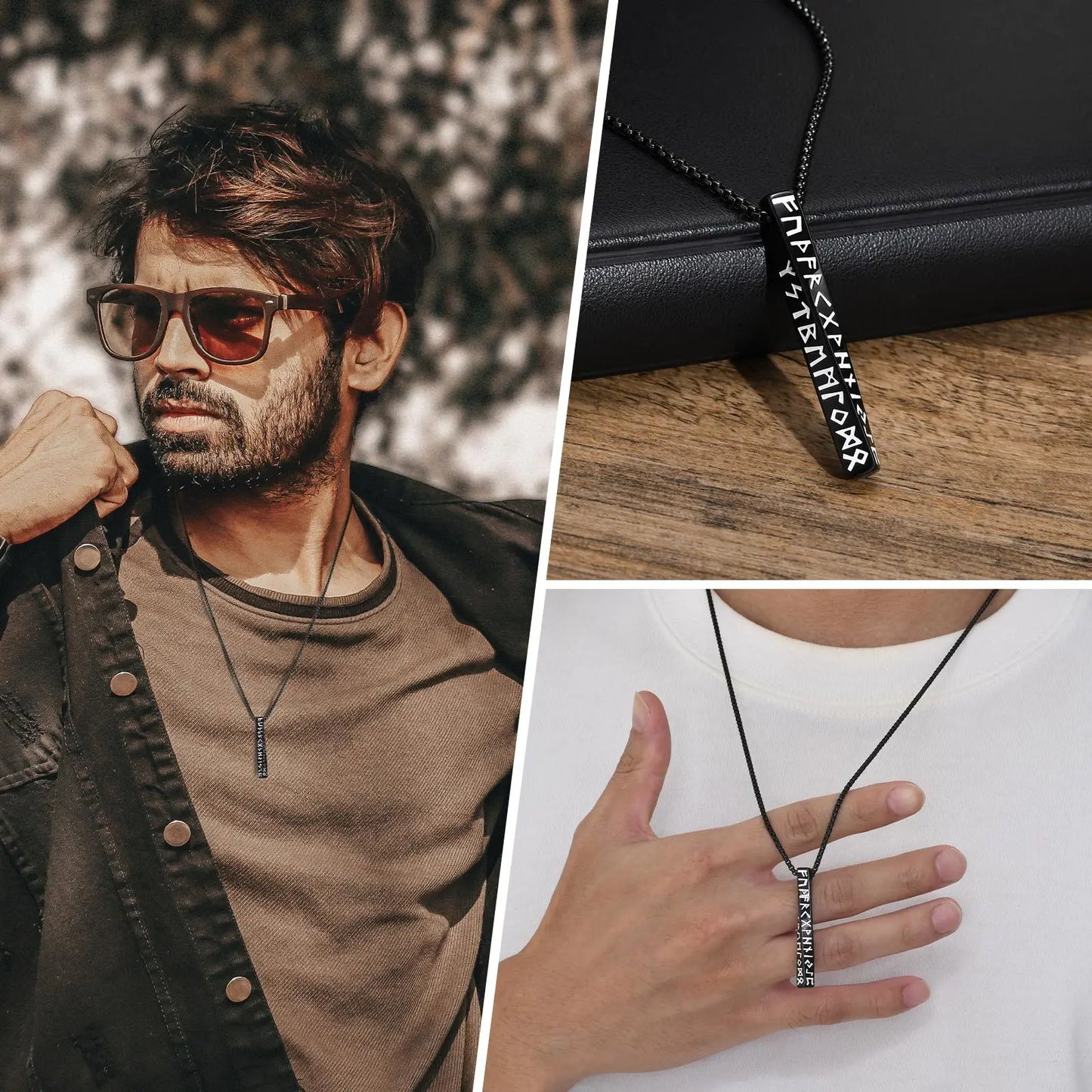 Viking Valknut Pendant Necklace for Men Stainless Steel Stylish Mobius Geometric Neckchain Norse Odin Collar Jewelry for Male