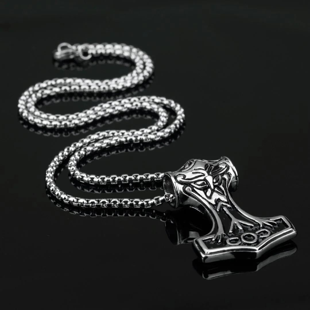 Punk Rock Thor's Hammer Titanium Necklace