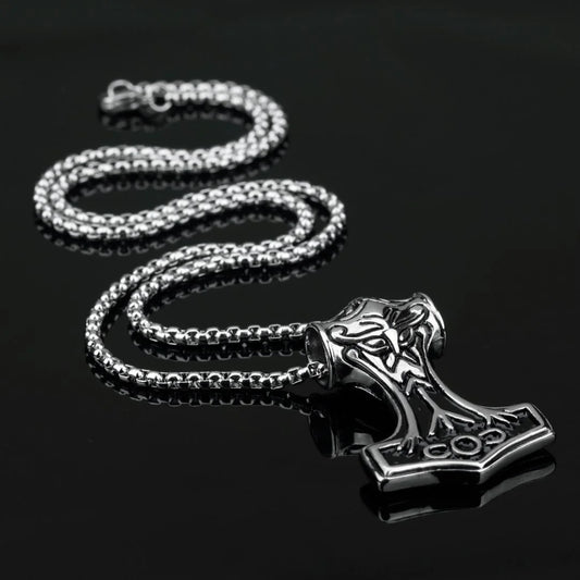 Punk Rock Thor's Hammer Titanium Necklace