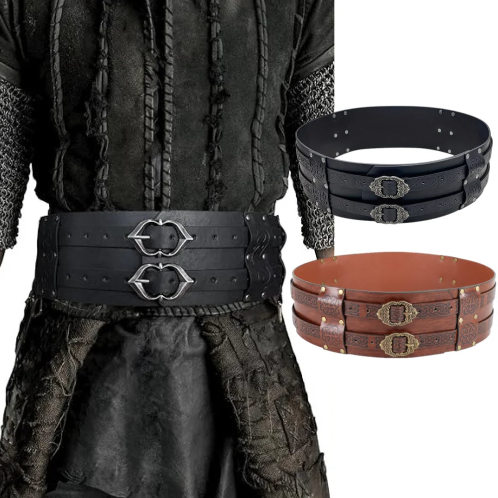 Medieval Viking Wide Belt  Halloween Medieval Faux Leather Armor Belt Knight Cosplay Corset Belt LARP Costume