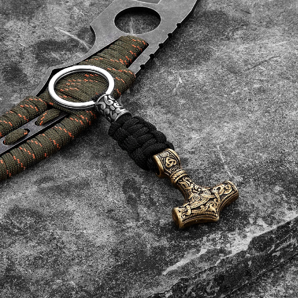Vikings Thors Hammer Survival Rope Keychain
