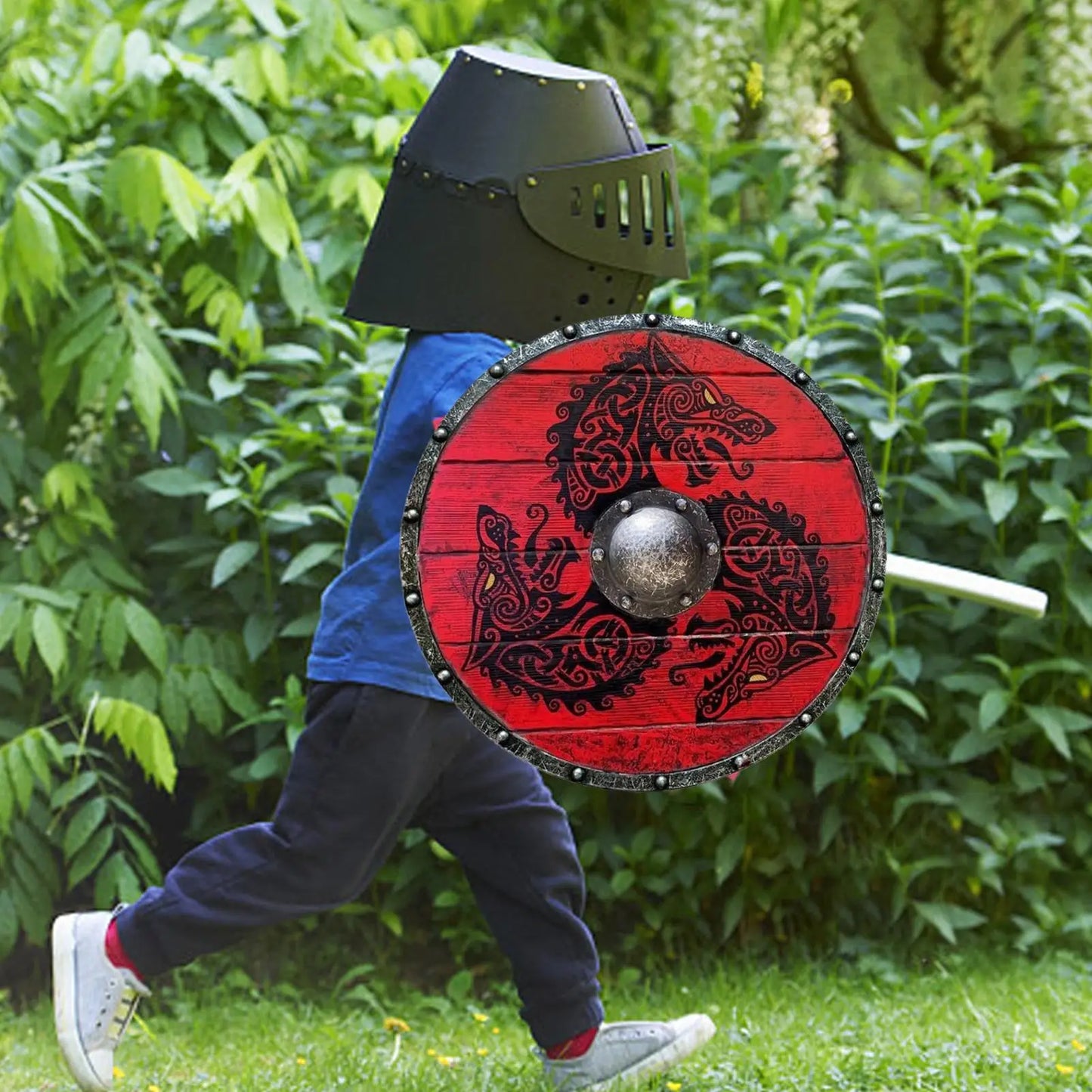 Unique Medieval Wood Sign Viking Wolf Warrior Handcrafted Battle Ready Shield Medieval Viking Warrior Shield Wall Hanging Decor