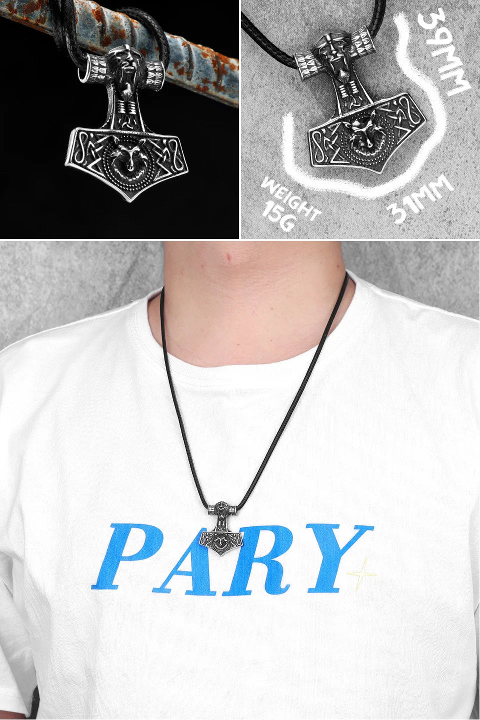 Viking Variety Weapons Men Pendant Necklace Stainless Steel Nordic Myth Chain Retro Rock Punk Rap for Friend Male Jewelry Gift