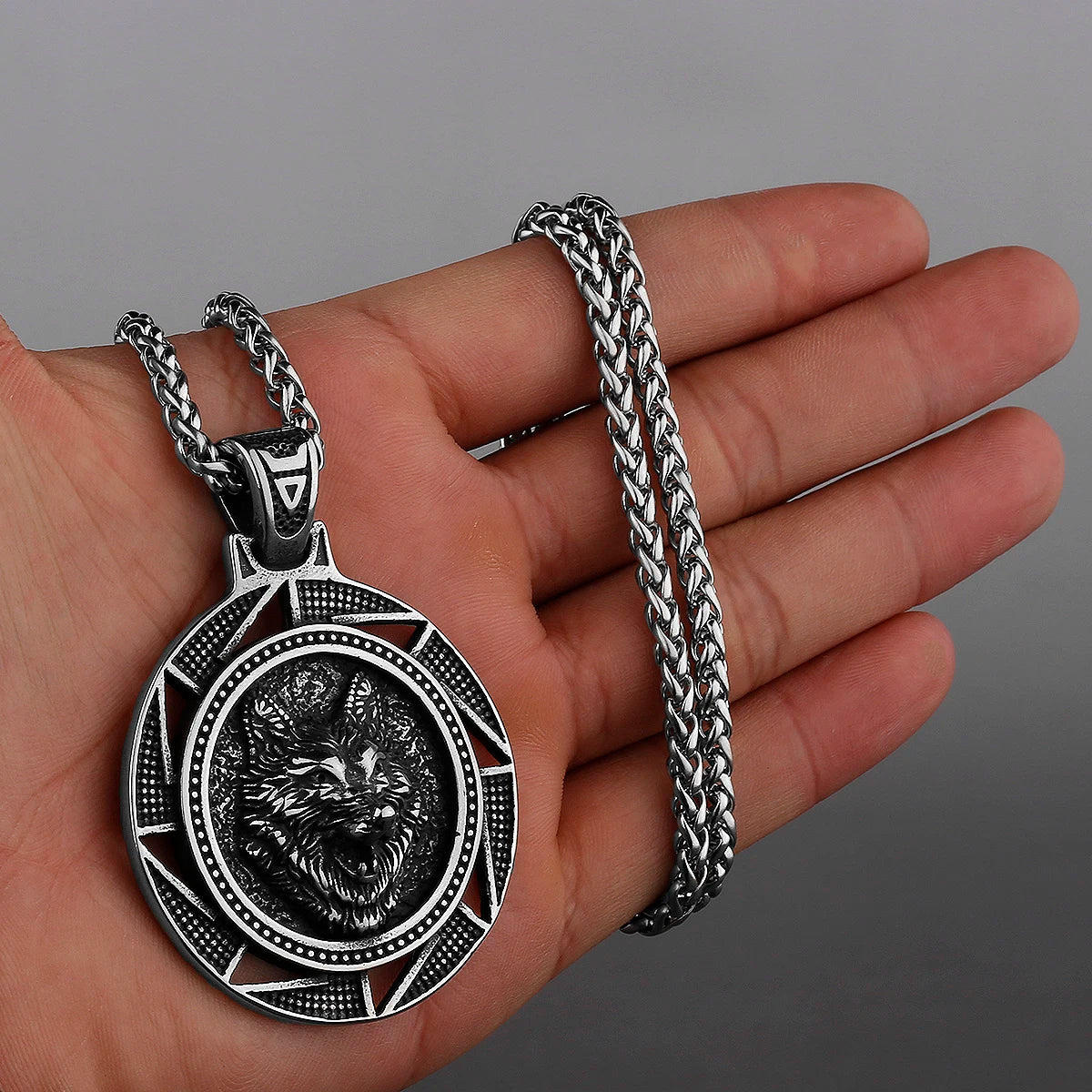 Viking Style Various Wolf Head Runes Original Stainless Steel Material Unisex Necklace Pendant Birthday Gift Factory Wholesale