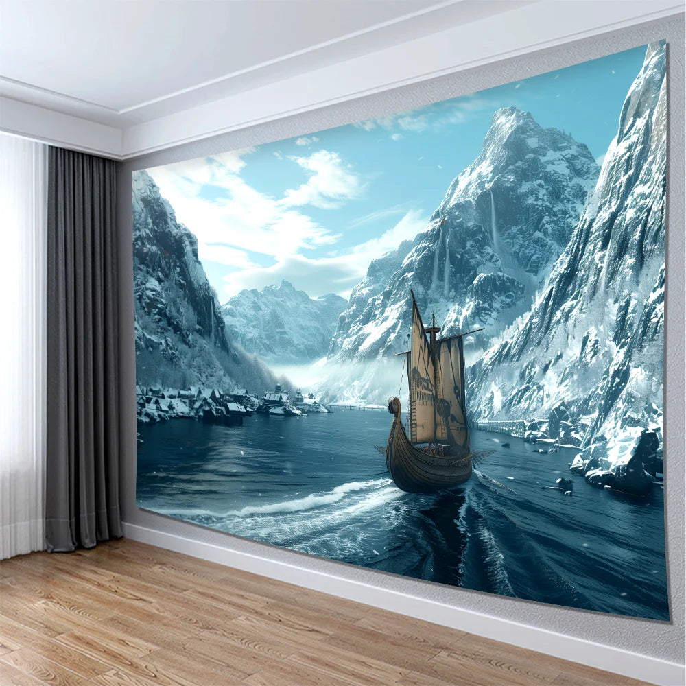 Viking Ship Wall Tapestry Living Room Bedroom or Office Decor 150x 230cm Room Aesthetic Decoration Tapestry