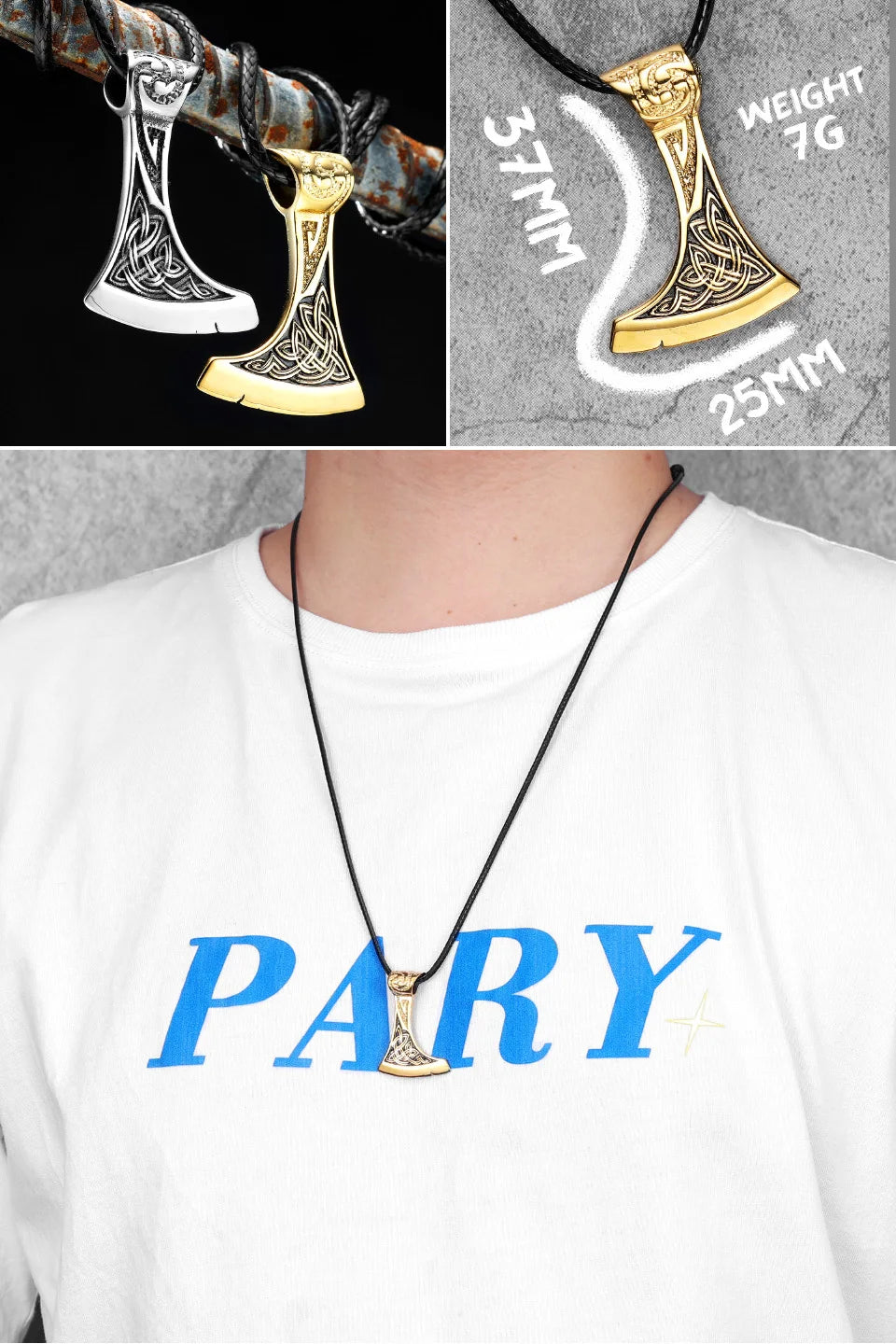 Viking Variety Weapons Men Pendant Necklace Stainless Steel Nordic Myth Chain Retro Rock Punk Rap for Friend Male Jewelry Gift