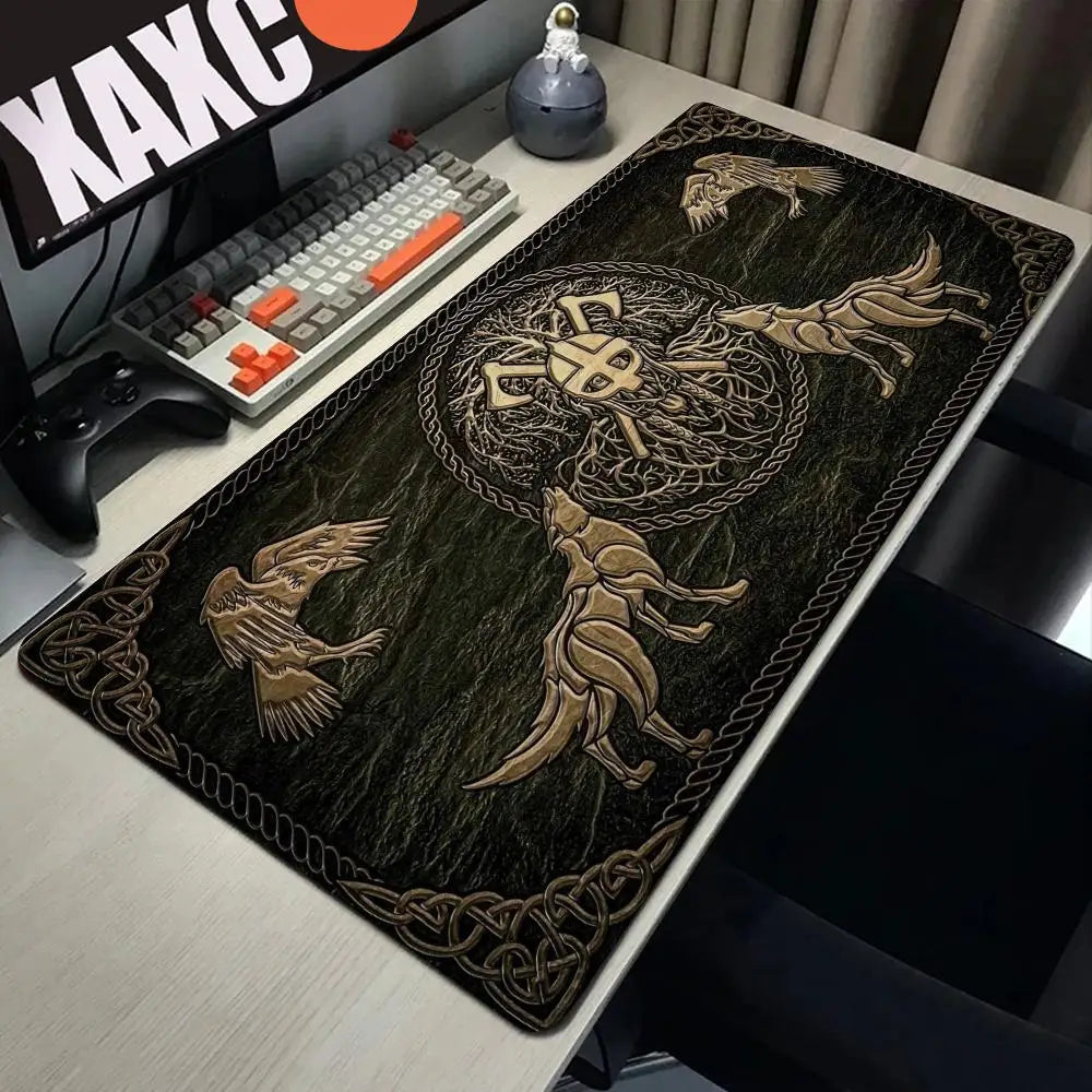 Viking-Vegvisir Logo Mousepad INS Tide Large Thickened Mouse Pad Oversized Gaming Keyboard Notebook Table Mat for PC Computer