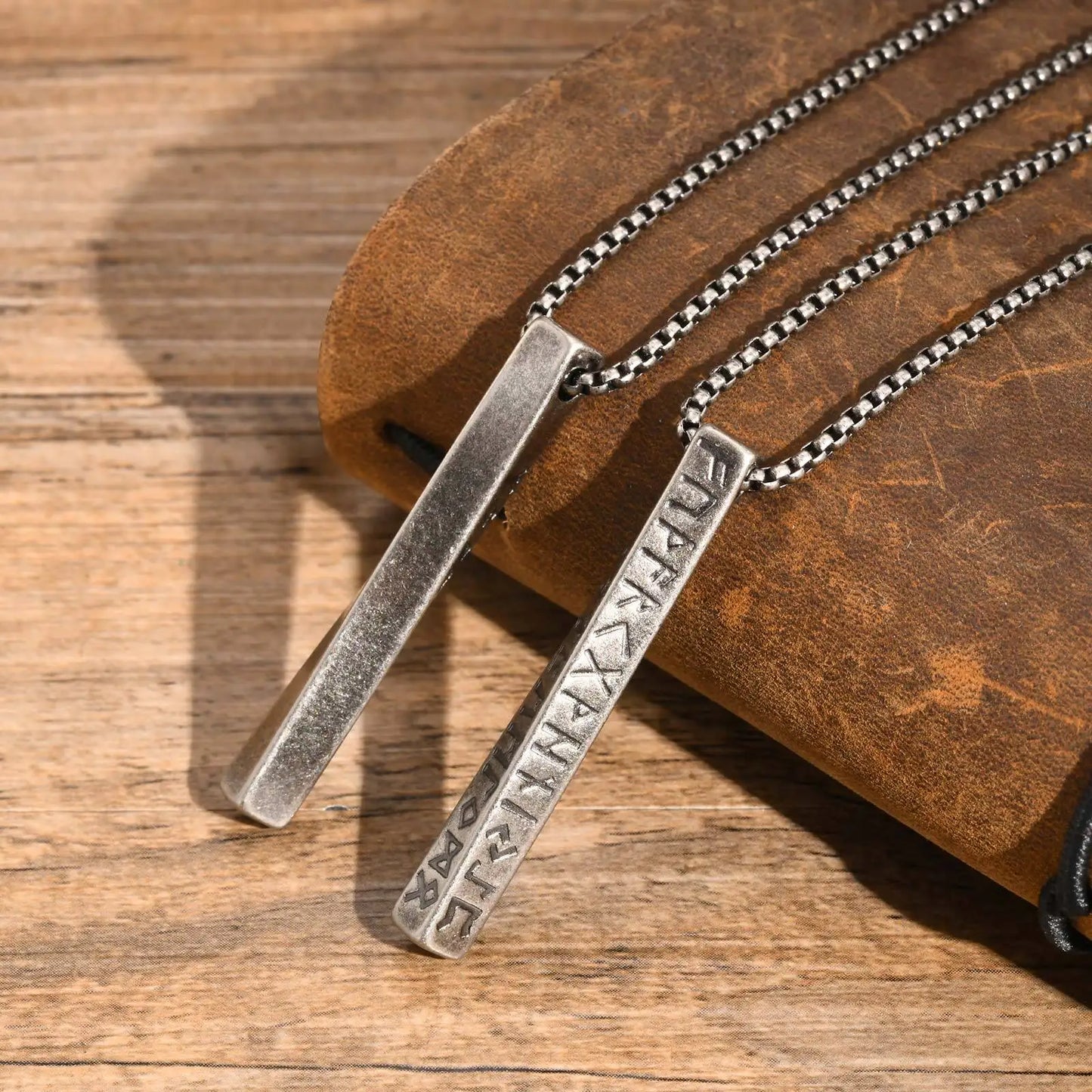 Viking Runes Necklaces For Men Boys, Antique Stainless Steel Jewelry Mobius Bar Pendant Necklaces,norse Viking Odin Gift