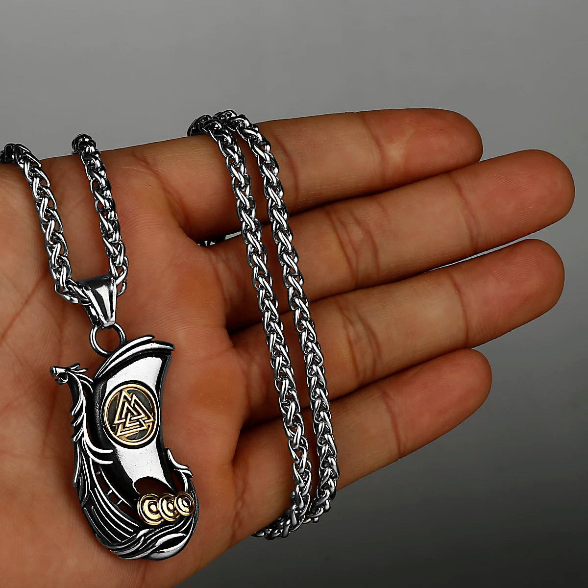 Viking ship necklace