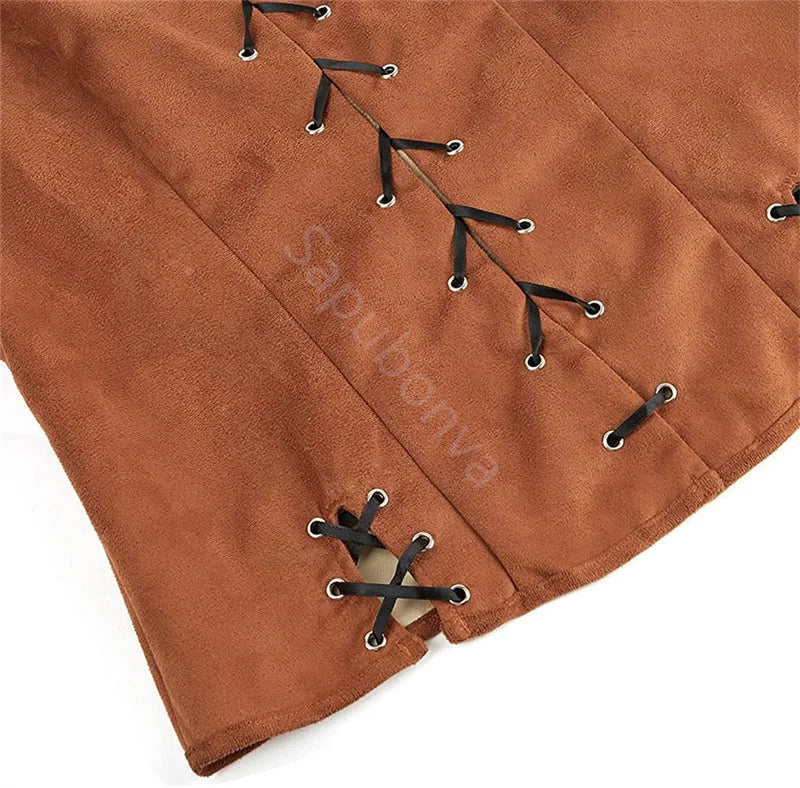 Sapubonva Pirate Renaissance Costumes for Women Steampunk Pirate Vest Viking Costume Bodice Vest Medieval Corset Halloween