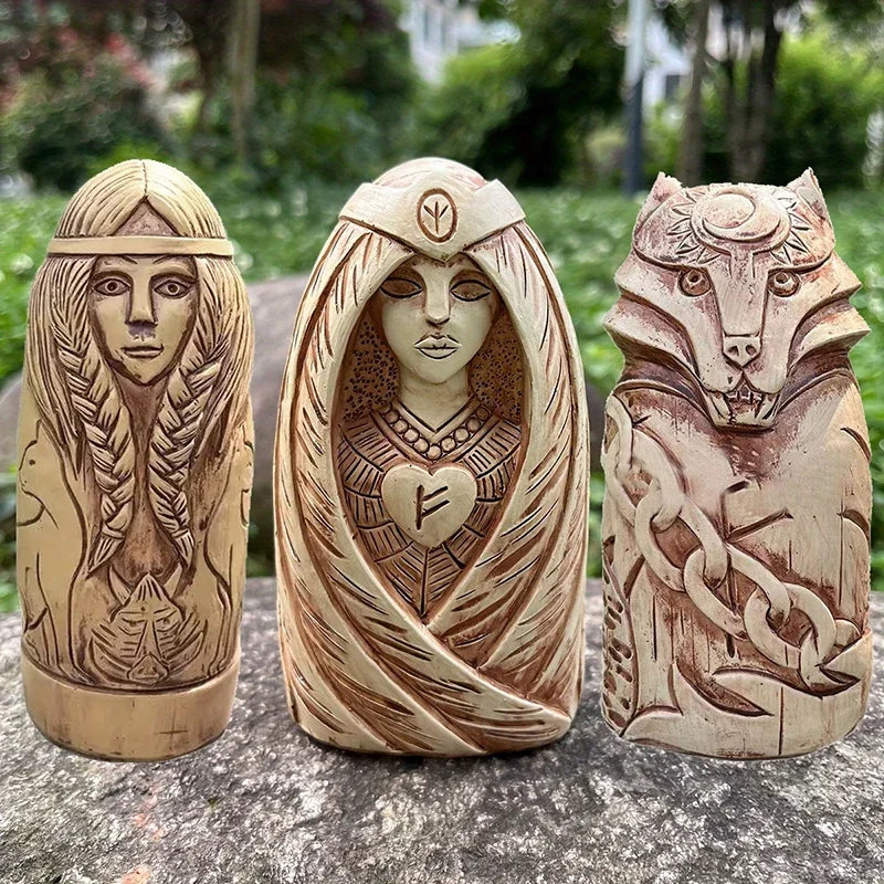 Freya Viking Goddess Statue Resin Sculpture Religious Angel Figurine Floor Mounted Nordic Altar Sculpture For Home Decor