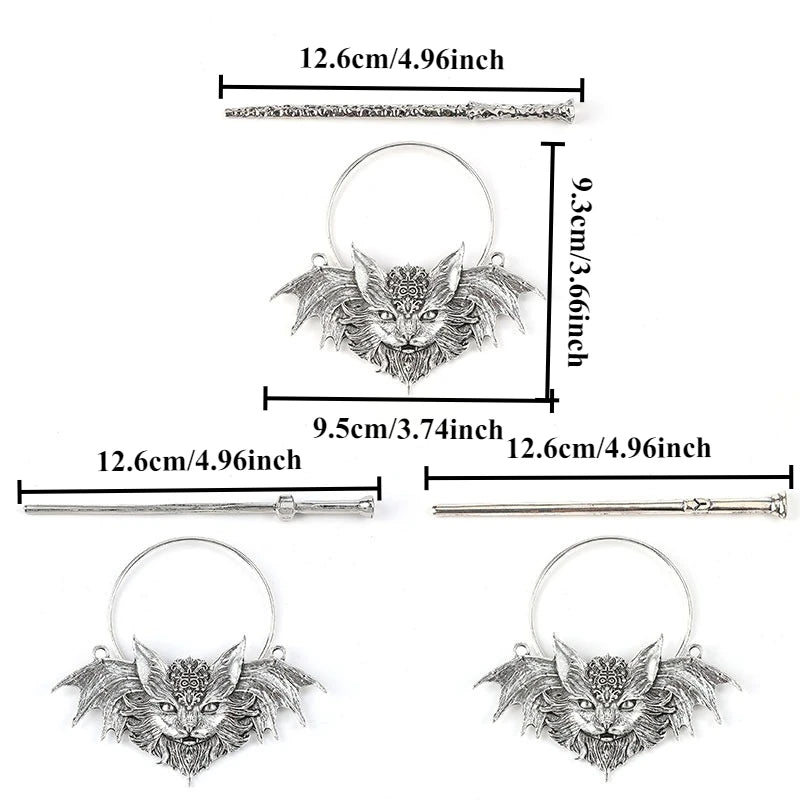 Retro Viking Gothic Bat Cat Hairpin Hair Accessory Witch Halloween Dress up Fashion Accessories Valentine's Day Mother's Day Birthday Gift