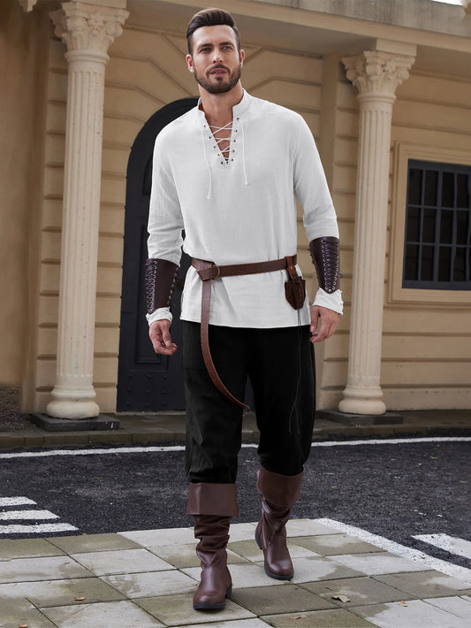 Men's  Halloween Costume  Pants Medieval Viking Pirate Cosplay Pants Renaissance Trousers for Adult With Pocket