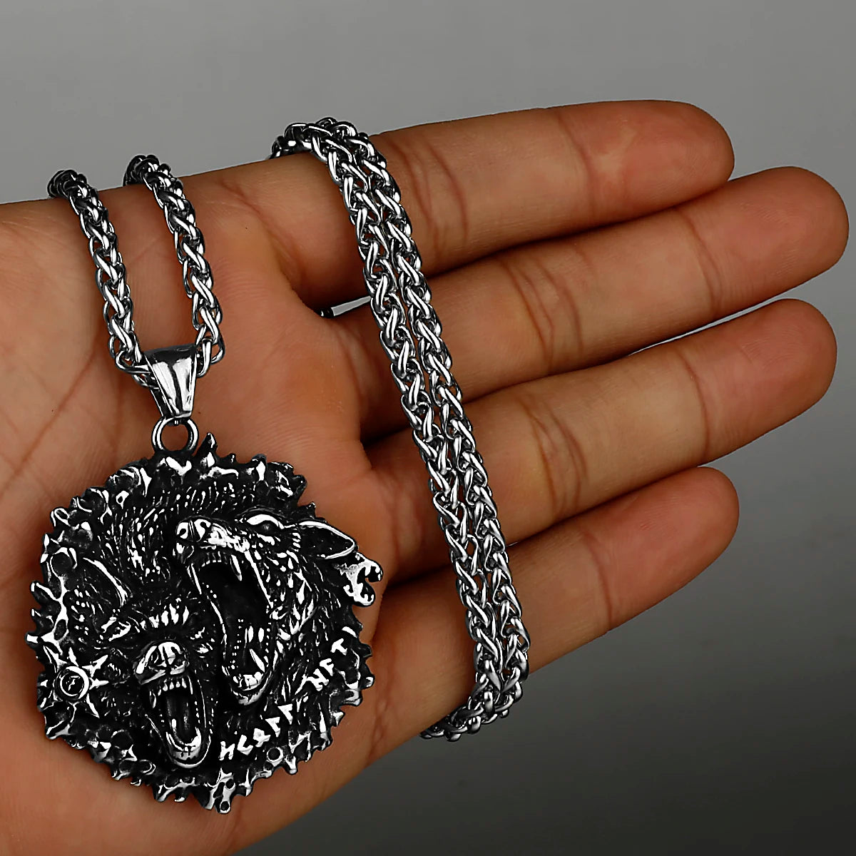 Viking Style Various Wolf Head Runes Original Stainless Steel Material Unisex Necklace Pendant Birthday Gift Factory Wholesale