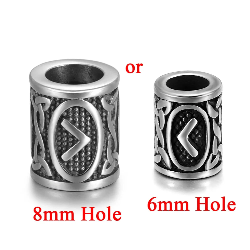 Stainless Steel Viking Rune Beads Hair Beard Lanyards Paracord Bead Jewelry Bracelet Components Jewellery Making DIY Accessories