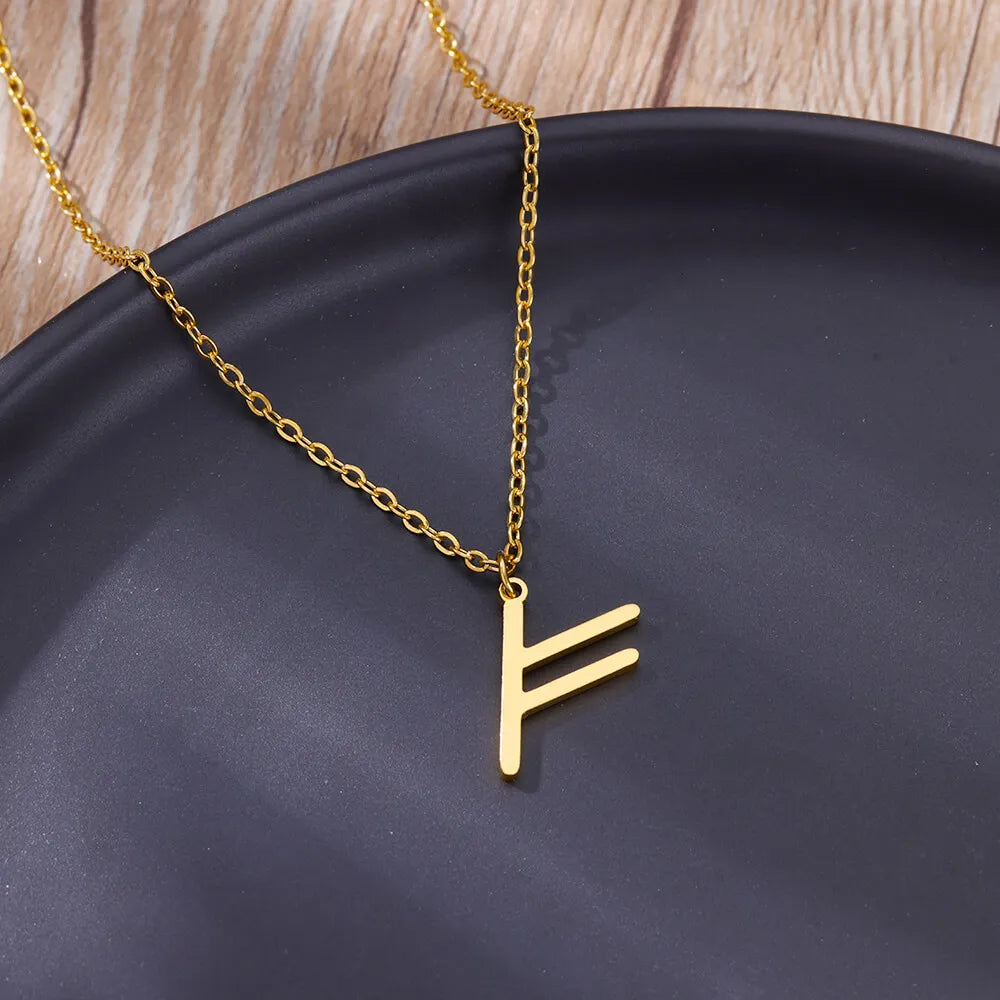 Viking Petite Rune Layering Necklace Elder Futhark Runes Feminine Delicate Norse Runic Pendants Minimalist Jewelry for Women