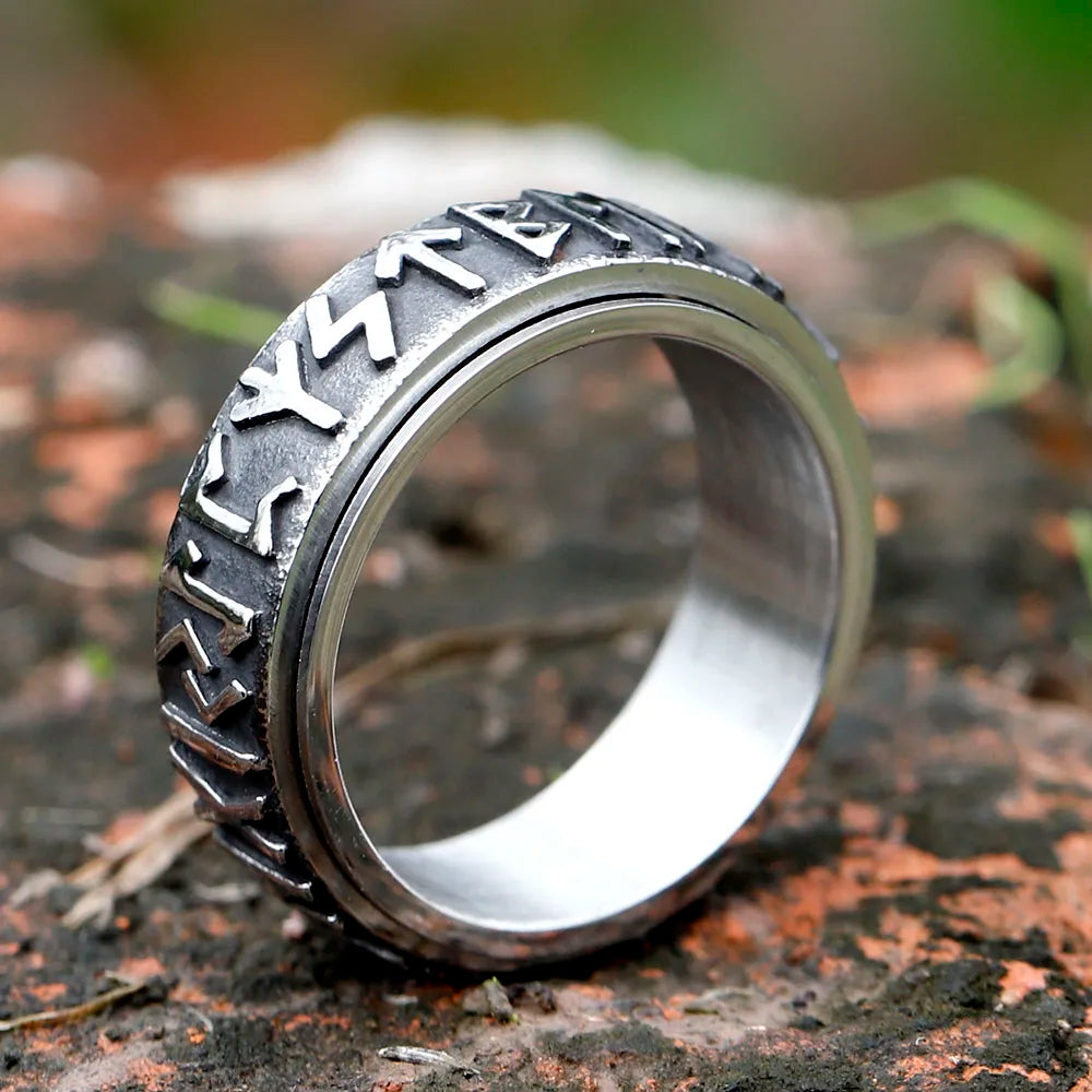 2022 Vintage Viking Rune Ring For Men Women retro 316L Stainless Steel Odin Nordic Rings Simple Amulet Jewelry Gift Wholesale