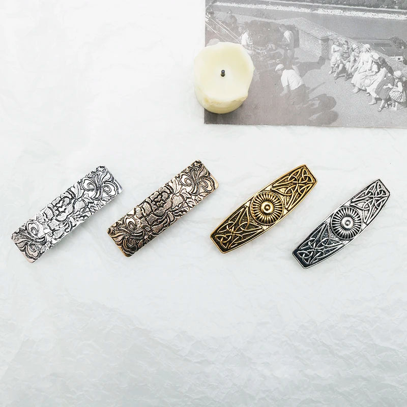 Viking Hairpin Nordic Celtics Knots Crown Vintage Metal Hair Barrettes Dragons Slide Hair Clip Women Hair Jewelry Accessorie