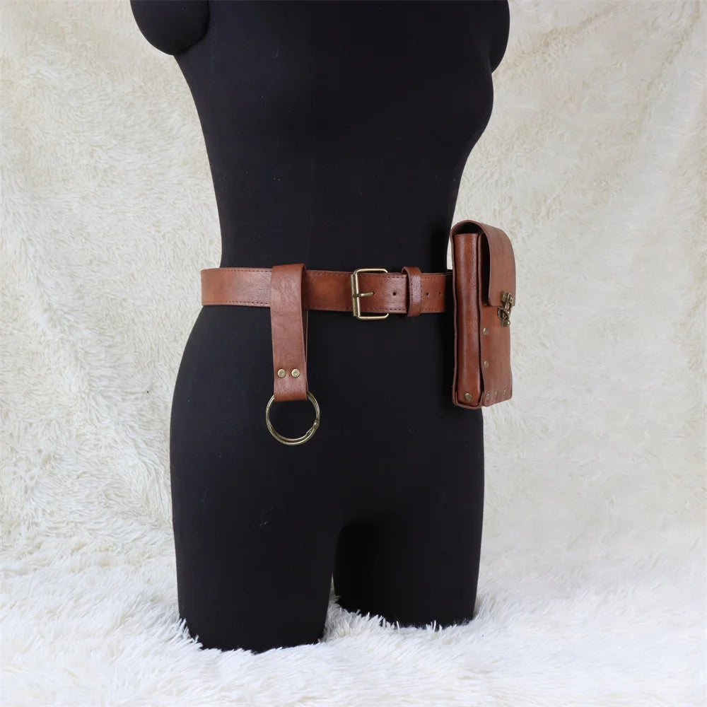 Viking Knight Cosplay Fantasy Belt Wasitbag Scabbard Medieval Renaissance Disguise Costume Accessories Adult Male  Props Belt