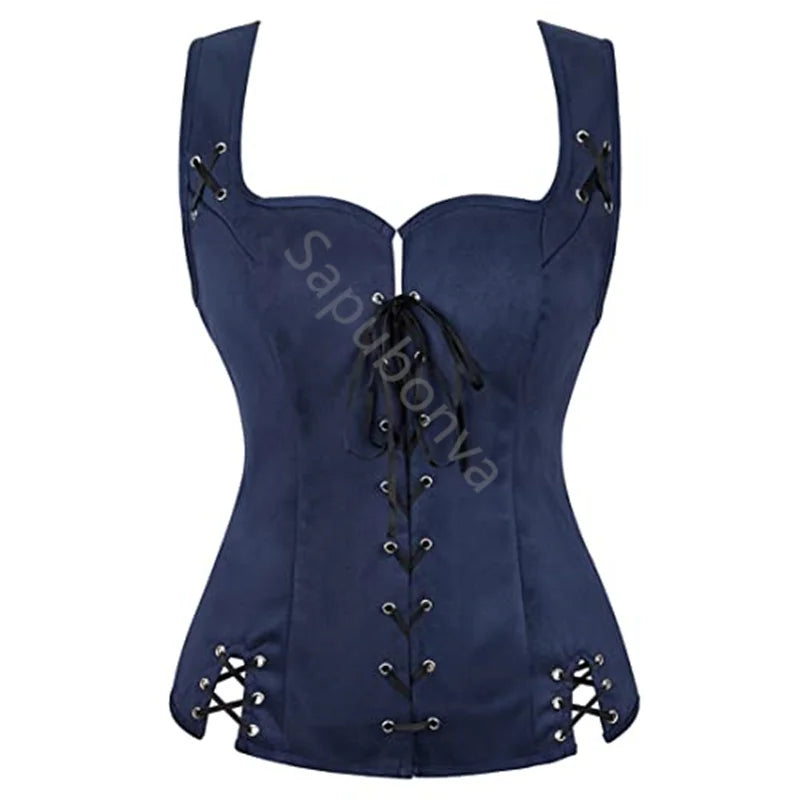 Sapubonva Pirate Renaissance Costumes for Women Steampunk Pirate Vest Viking Costume Bodice Vest Medieval Corset Halloween