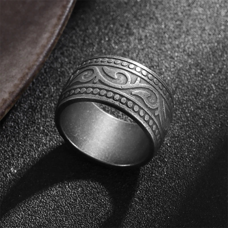 New Vintage Nordic Viking Rune Ring for Men Women Simple Stainless Steel Viking Odin Letter Ring Retro Amulet Jewelry Gifts