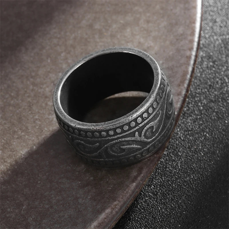 New Vintage Nordic Viking Rune Ring for Men Women Simple Stainless Steel Viking Odin Letter Ring Retro Amulet Jewelry Gifts