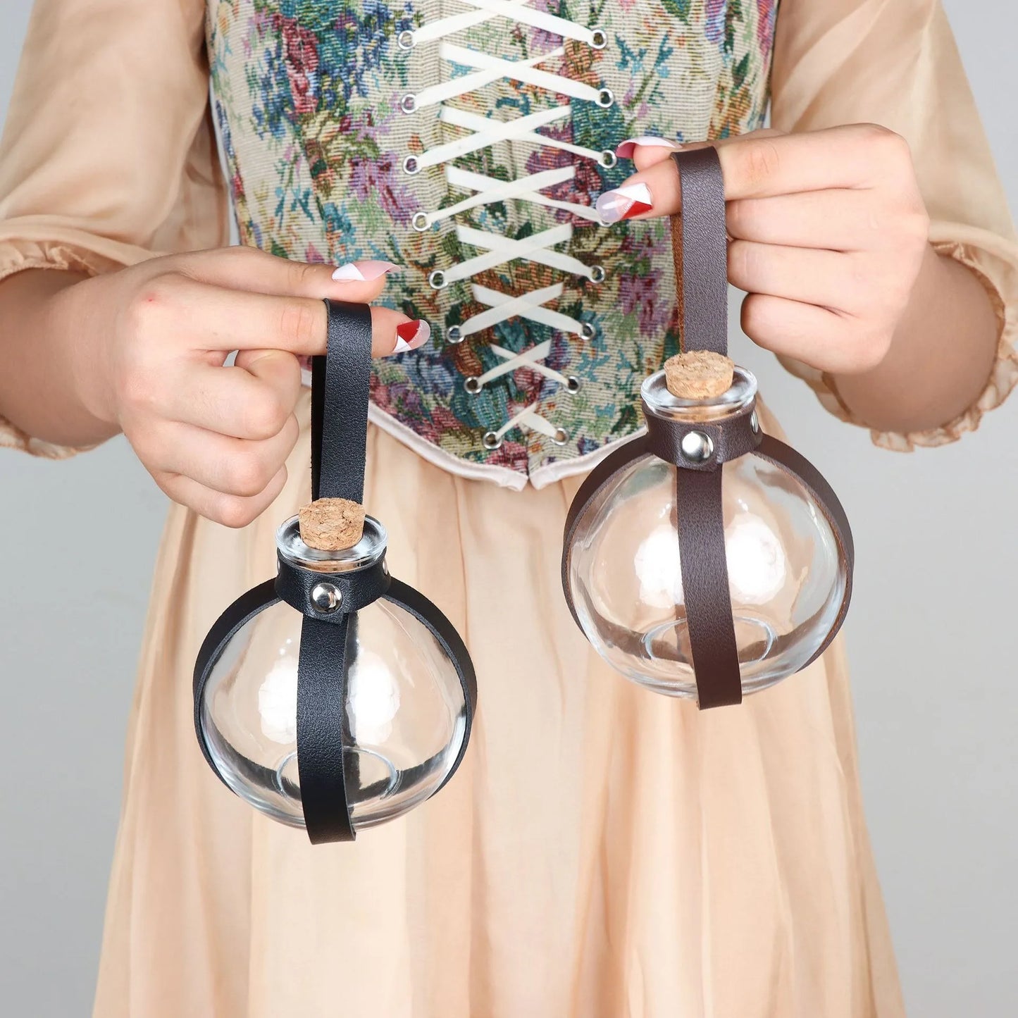 3pcs Medieval Viking Knight Leather Belt Unisex Embossed Waist Belt/Pouch/Cork Potion Set for Cosplay and Events, Halloween Chr