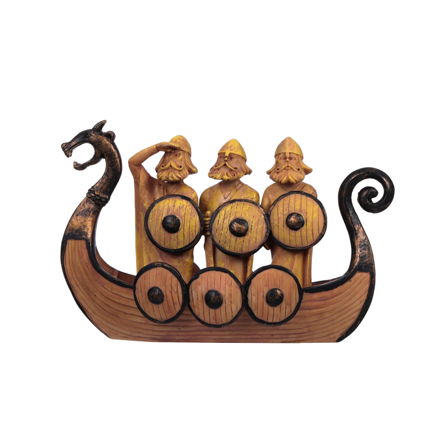 Viking Ship Soldier Resin Craft Soldier Shield Dragon Boat Creative Painted Home Retro Decoration Figurine  Antique Home Decor