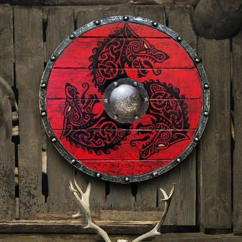 Viking hand painted wooden shield