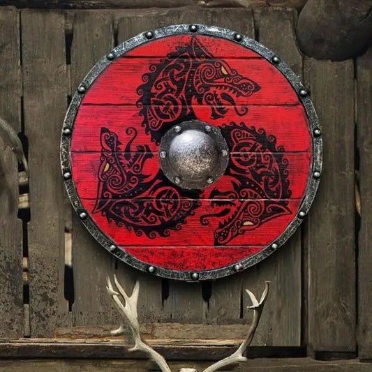 Viking hand painted wooden shield
