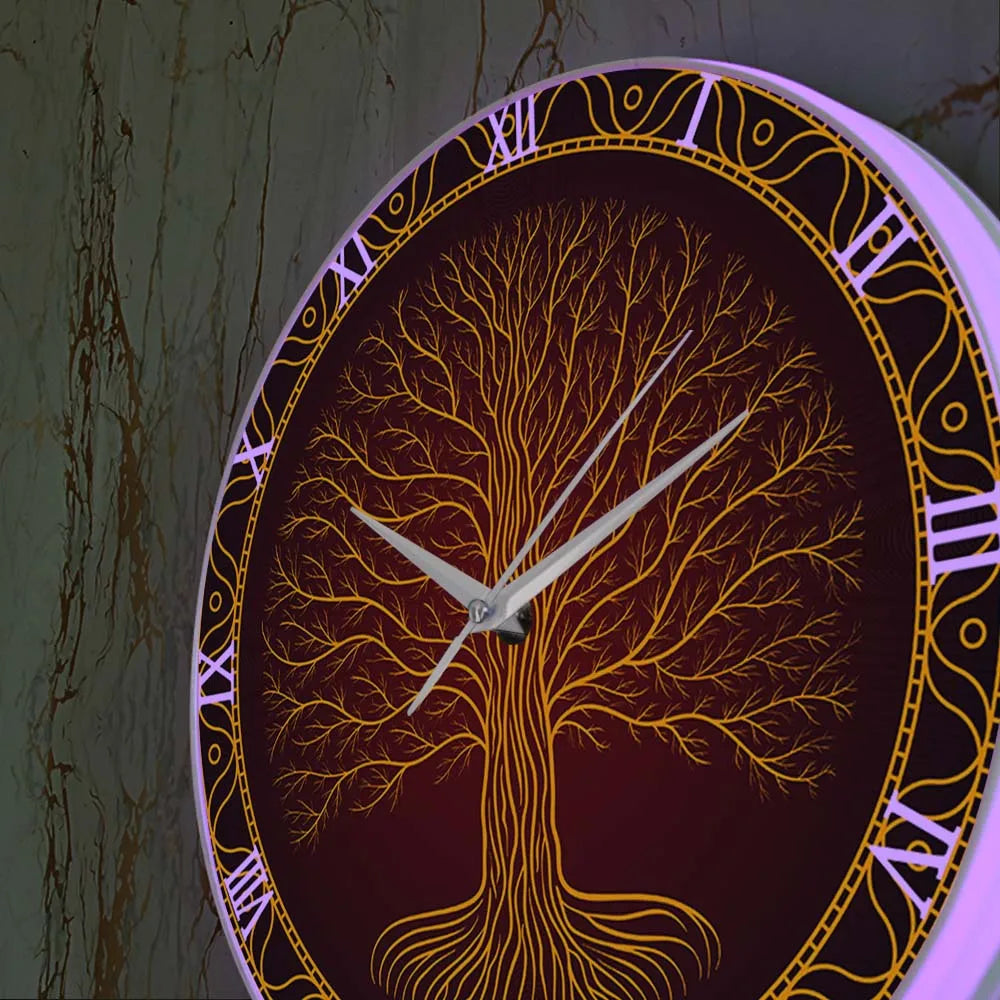 Tree Of Life Symbol LED Wall Clock With Backlight