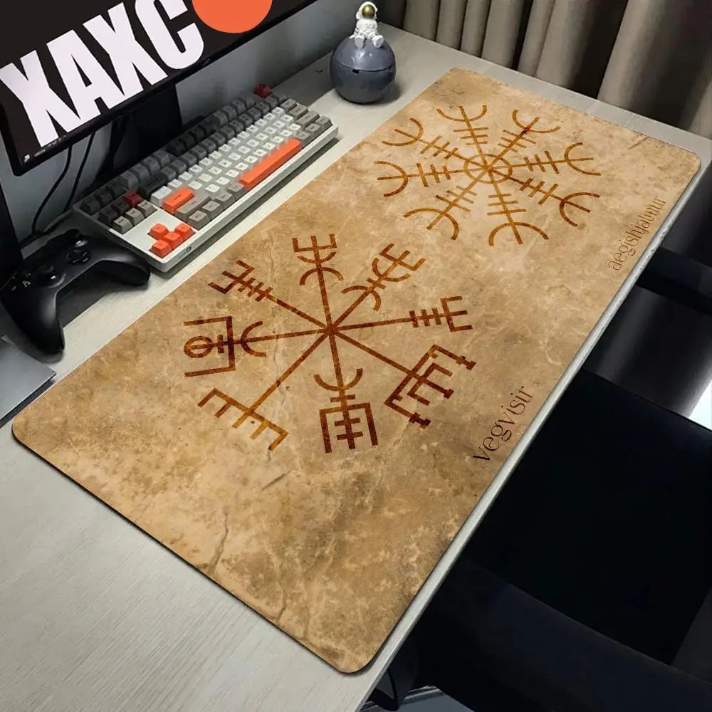 Viking-Vegvisir Logo Mousepad INS Tide Large Thickened Mouse Pad Oversized Gaming Keyboard Notebook Table Mat for PC Computer