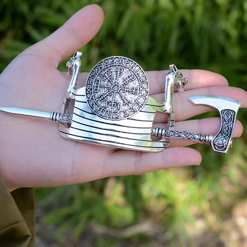 Vintage Viking Rune Ship Dragon Axe Hairstick Pagan Occult HairClip Wicca Hair Barrette for women gift