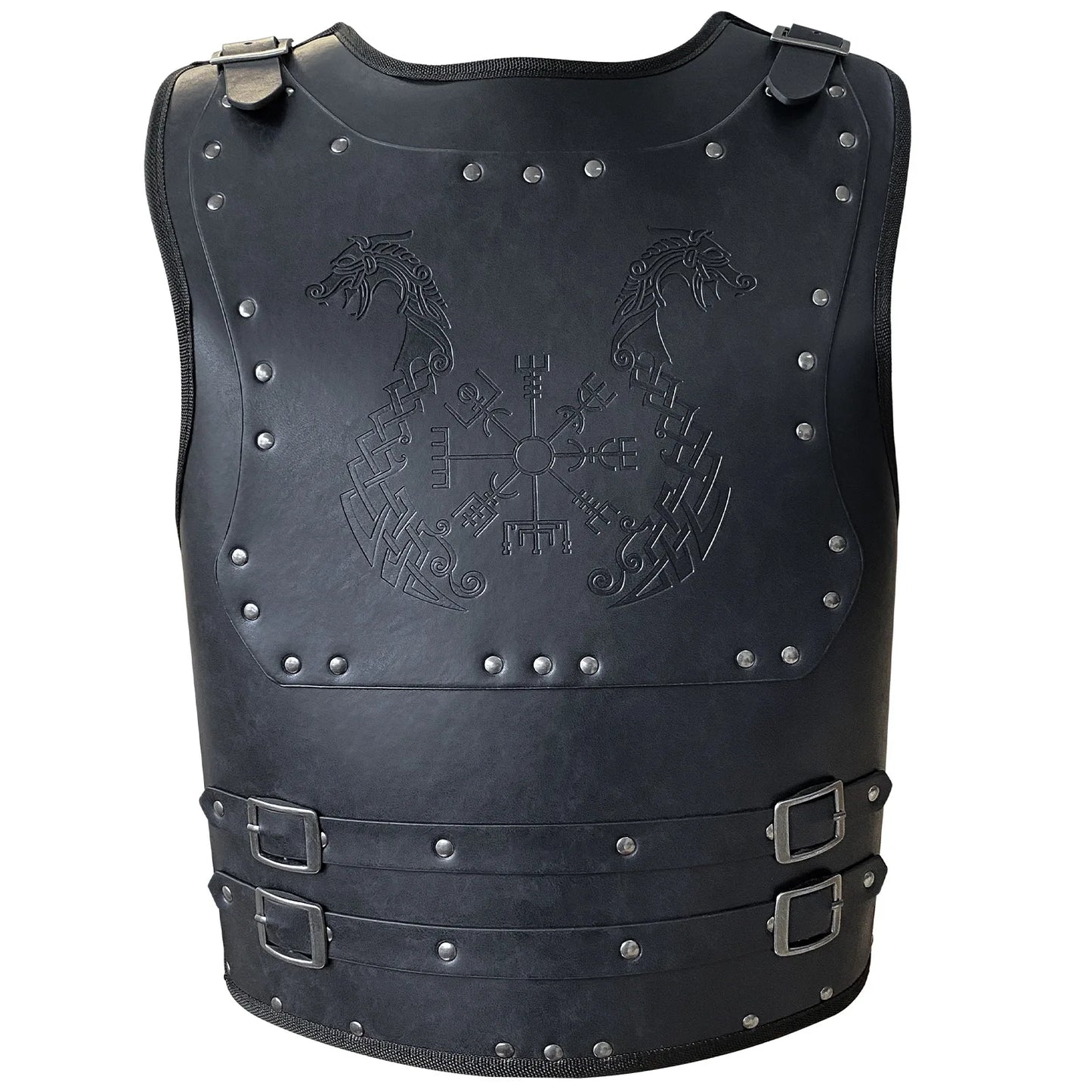 Medieval Victorian Warrior Armor Embossed Viking Costume PU Leather Knight Vest Chest Armor for Cosplay Larp Party Halloween