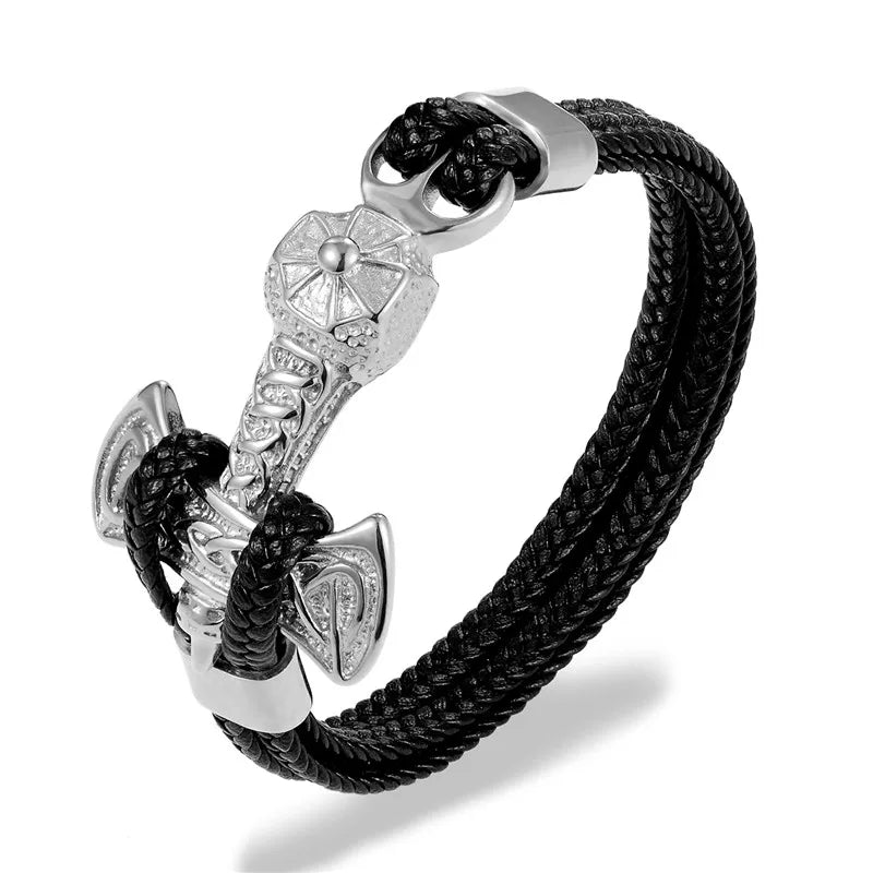 Stainless steel bracelet lion head Tor hammer