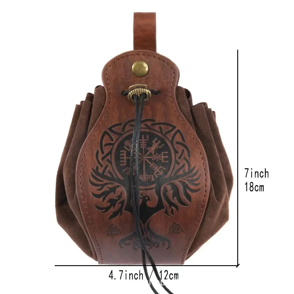 Fashion Coin Purse Vintage Medieval Waist Bag Dragon Wolf Pattern Halloween Cosplay Coin Purse Viking Knight Accessories