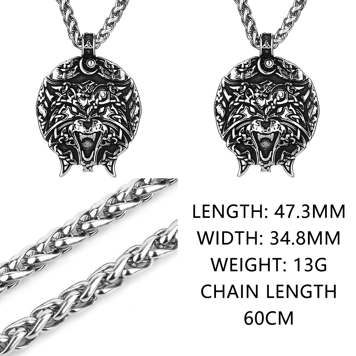 Viking Style Various Wolf Head Runes Original Stainless Steel Material Unisex Necklace Pendant Birthday Gift Factory Wholesale