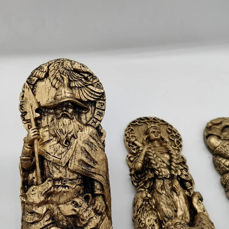 Nordic Gods Odin Statue Decoration Viking God Freya Sol Figurine Pantheon Altar Scandinavian Nordic Sculpture Desktop Decoration