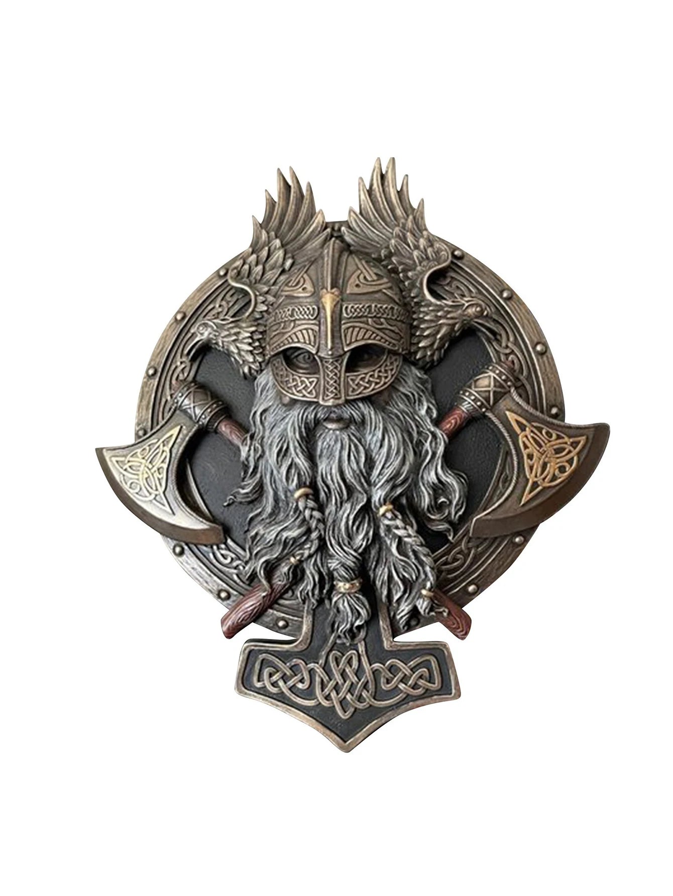 Ares Wall Plaque Valhalla Sculpture, Viking Warrior Axe Wall Decoration Home Wall Hanging Decor Holiday Birthday Gift Gothic